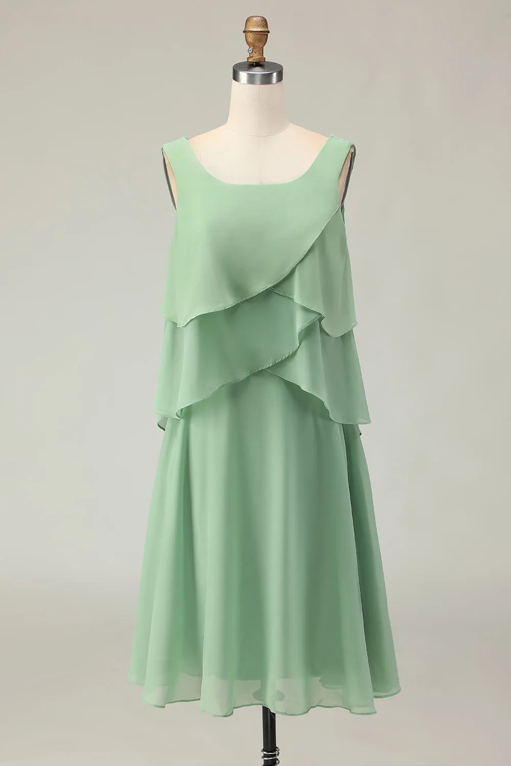 2-Piece Dusty Sage A Line Ruffled Chiffon Mother of the Bride Dress sold by Wedtrend product image thumbnail 4