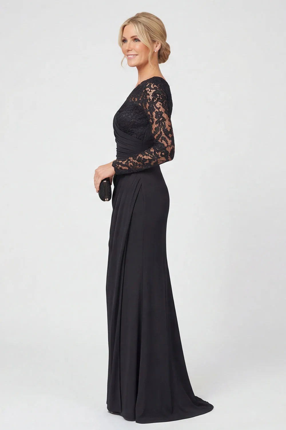 One Shoulder Black Mermaid Lace Long Mother of the Bride Dress sold by Wedtrend product image thumbnail 3