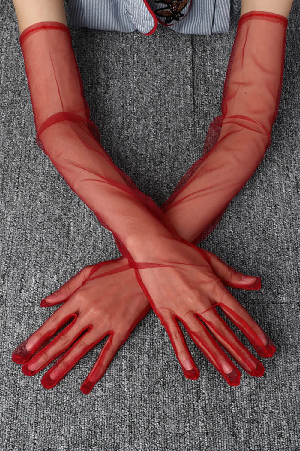 Black Sheer Long Evening Gloves sold by Wedtrend product image thumbnail 3