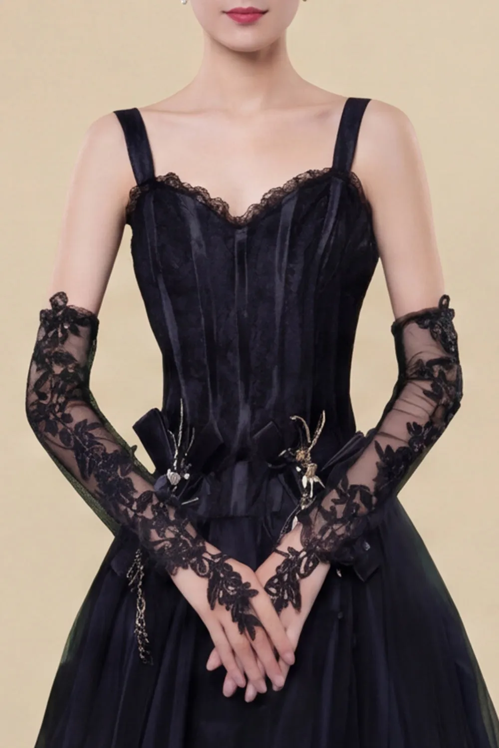 Black Floral Sheer Gloves sold by Wedtrend