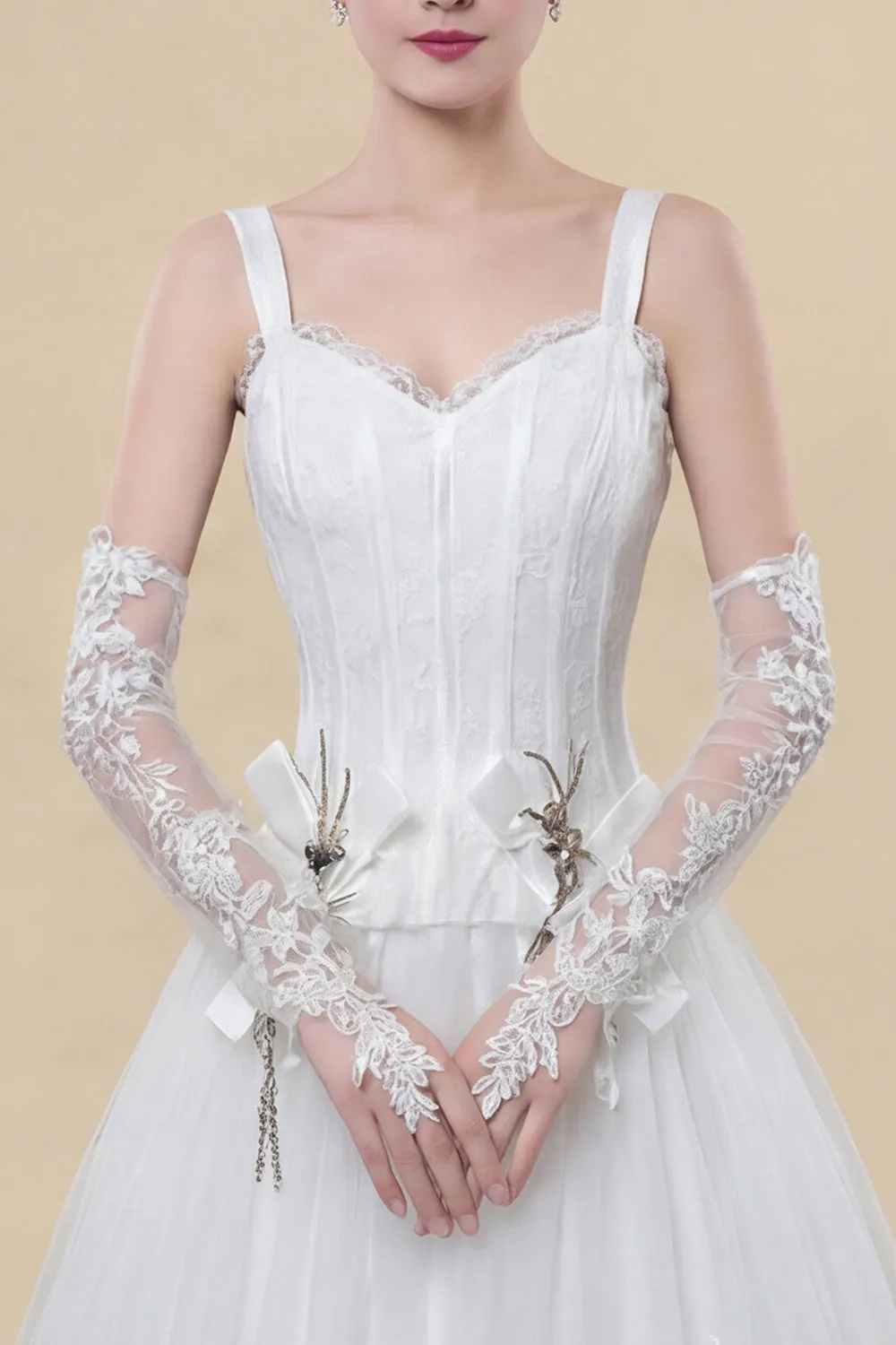 Black Floral Sheer Gloves sold by Wedtrend product image thumbnail 5