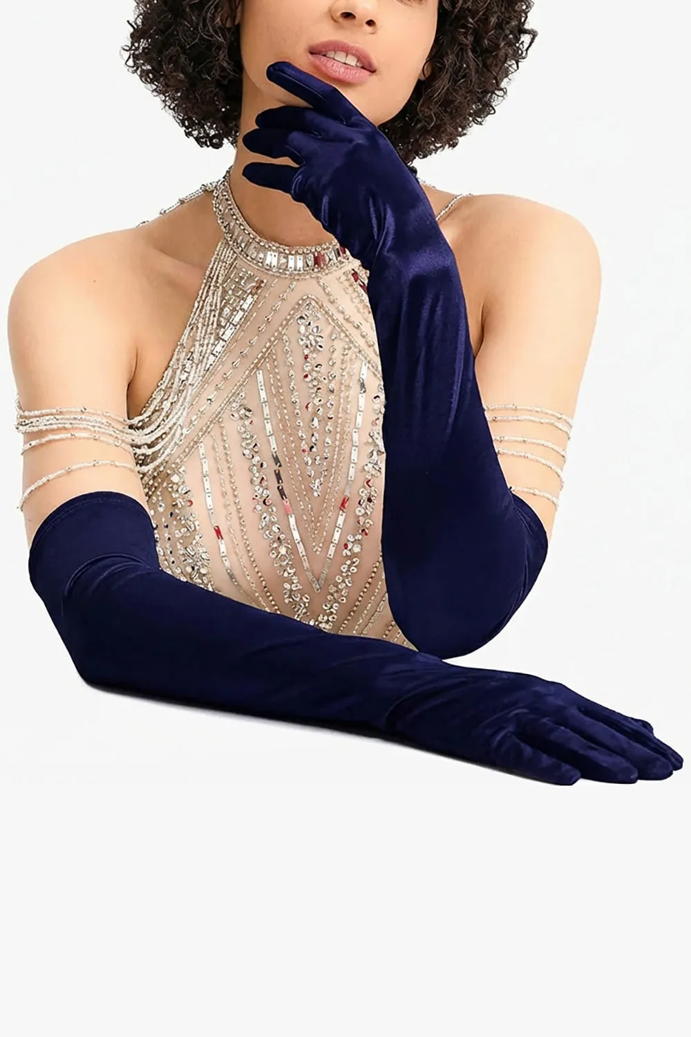 Black Velvet Party Gloves sold by Wedtrend product image thumbnail 5