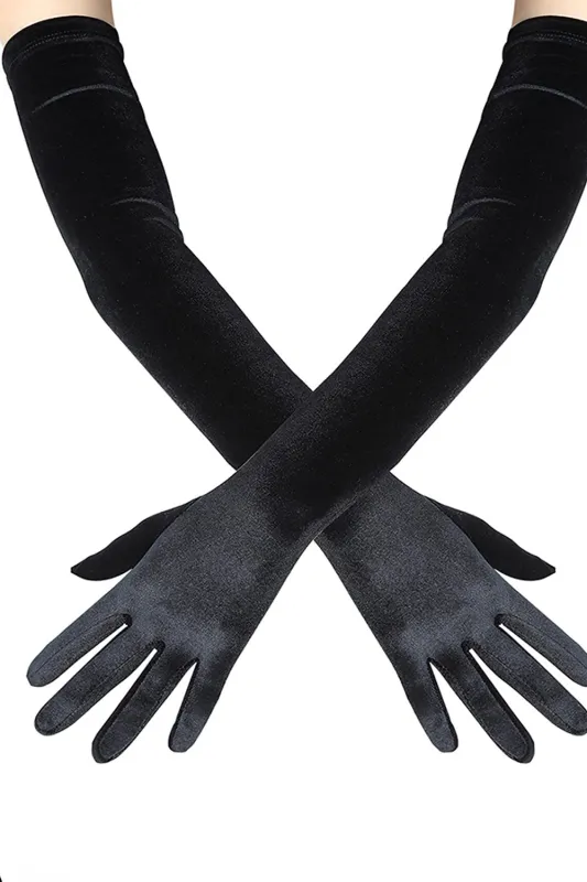 Black Velvet Party Gloves made by Wedtrend
