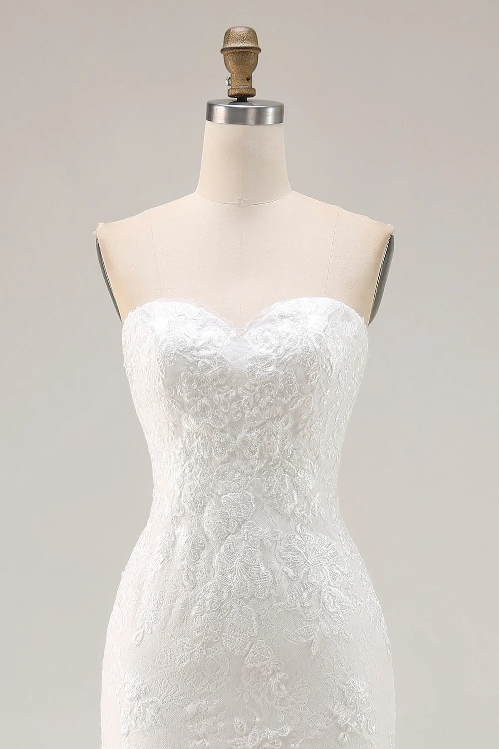 Strapless Ivory Mermaid Lace Long Wedding Dress sold by Wedtrend product image thumbnail 4