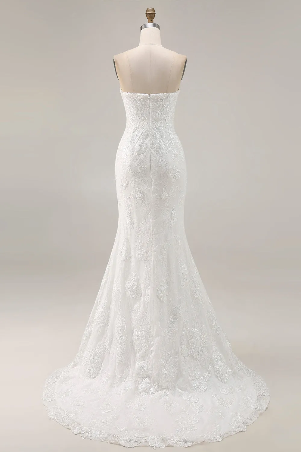 Strapless Ivory Mermaid Lace Long Wedding Dress sold by Wedtrend product image thumbnail 2