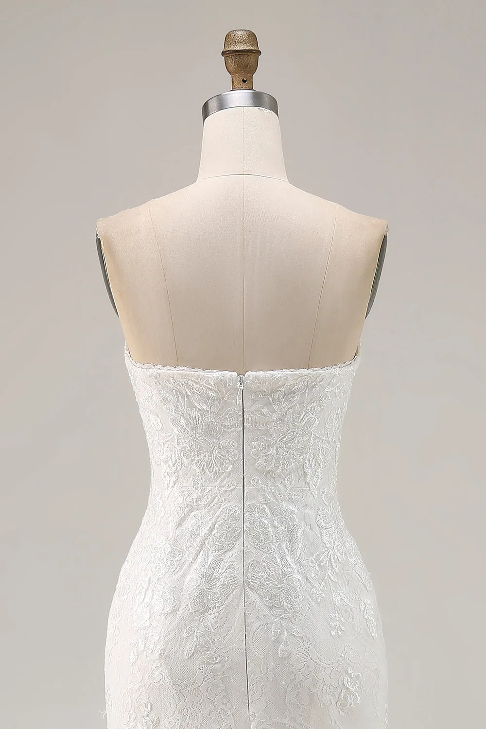 Strapless Ivory Mermaid Lace Long Wedding Dress sold by Wedtrend product image thumbnail 5