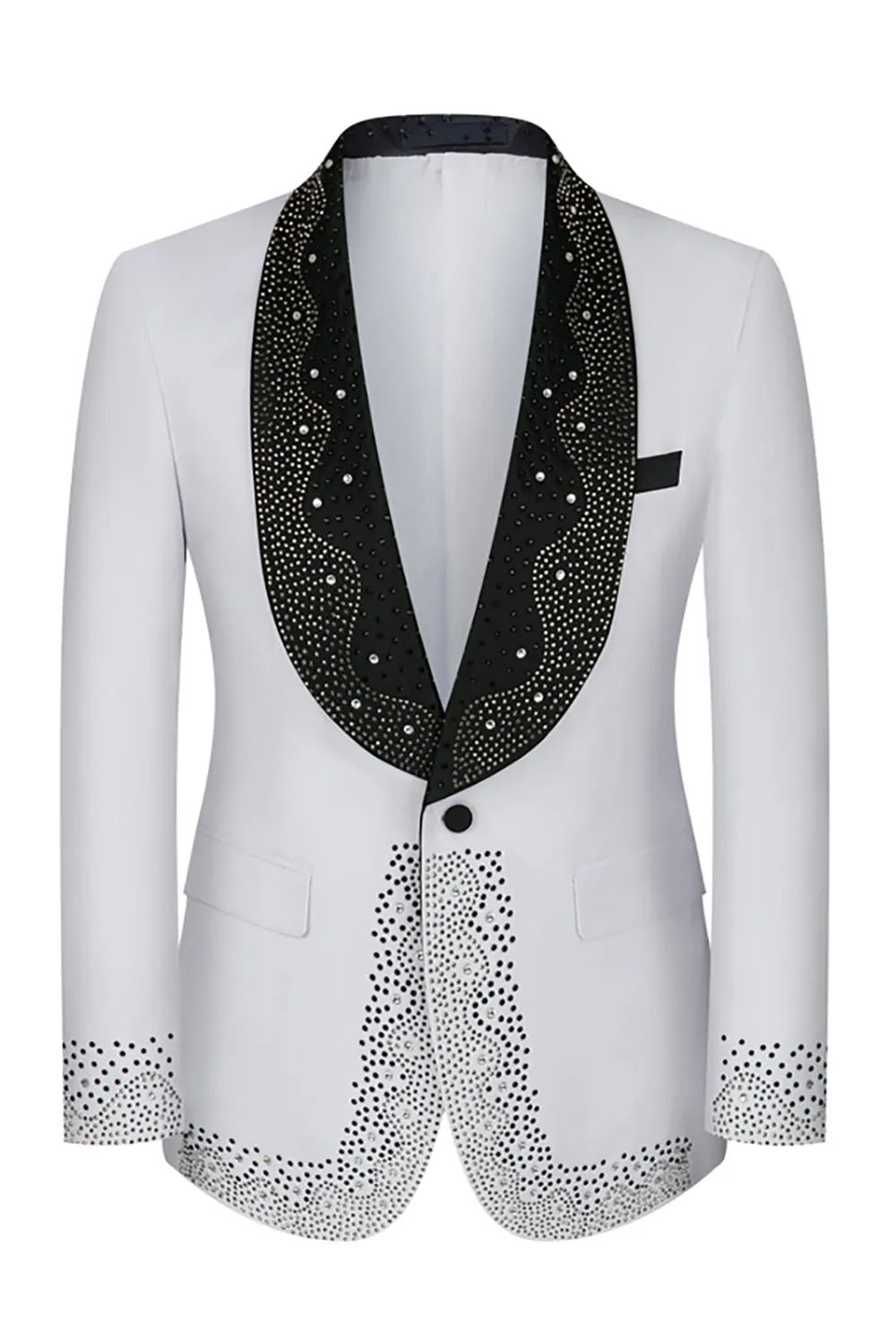 Men's White Beaded Shawl Lapel Single Breasted 3 Pieces Suits sold by Wedtrend product image thumbnail 2