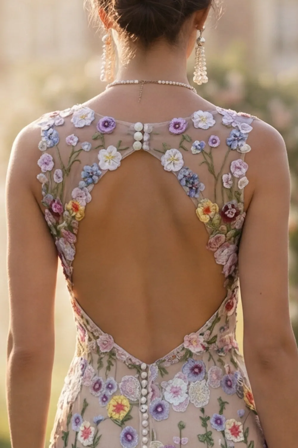 Floral Apricot Appliqued Sheath Spring Wedding Guest Dress sold by Wedtrend product image thumbnail 4