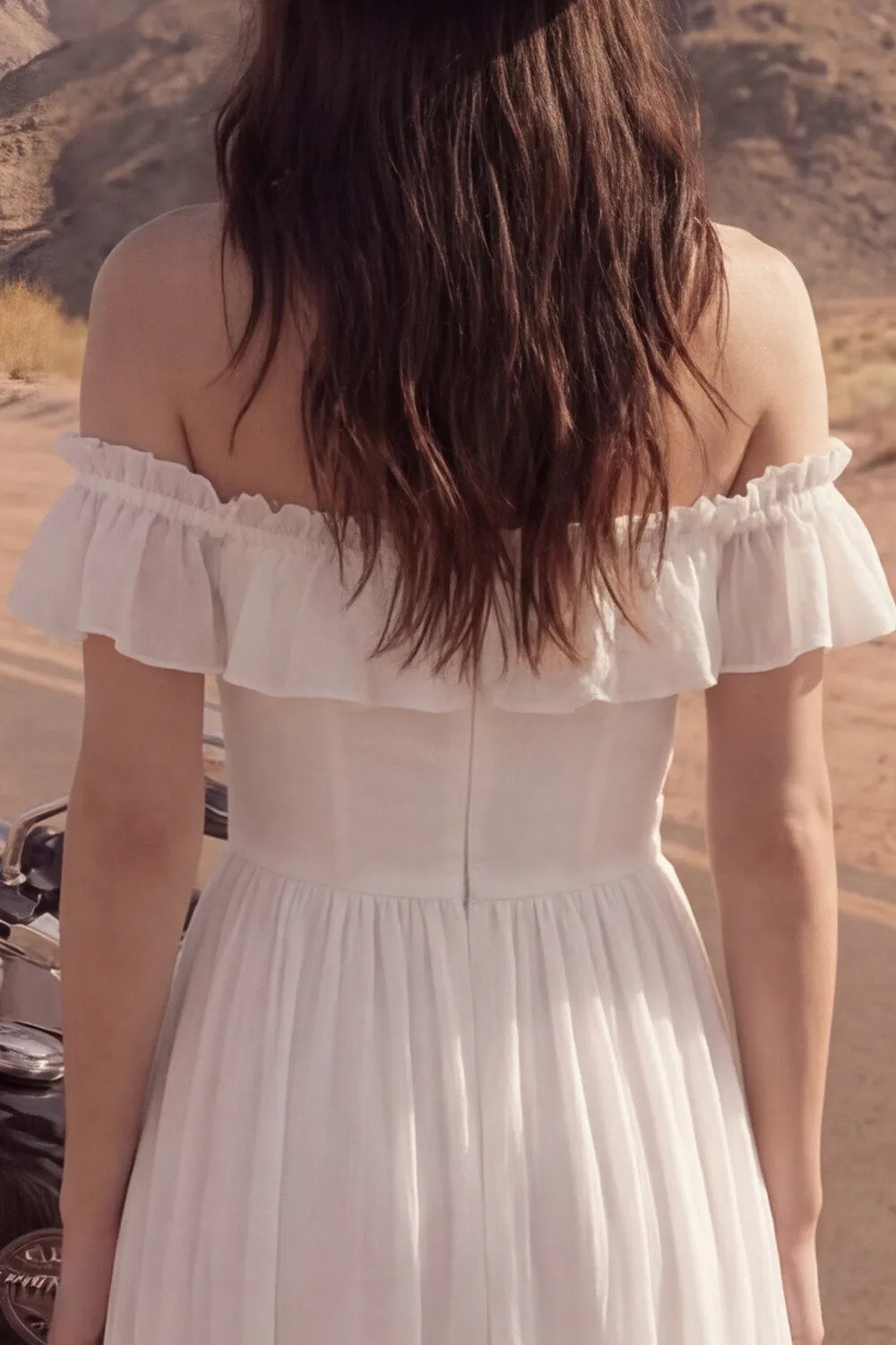 High Low Ivory Off the Shoulder Ruffled Wedding Dress sold by Wedtrend product image thumbnail 4