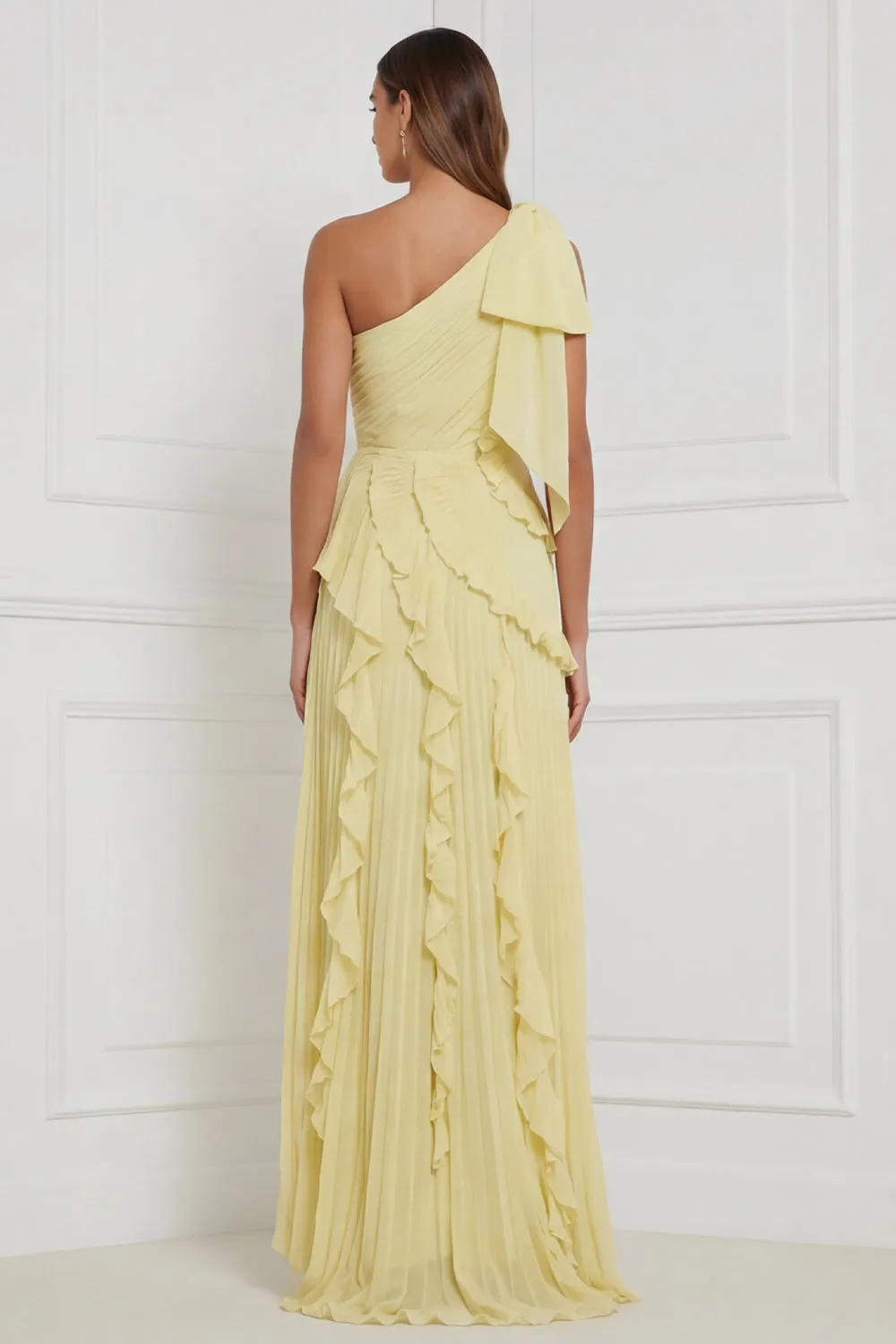 Daffodil One Shoulder Pleated A Line Ruffled Bridesmaid Dress sold by Wedtrend product image thumbnail 2
