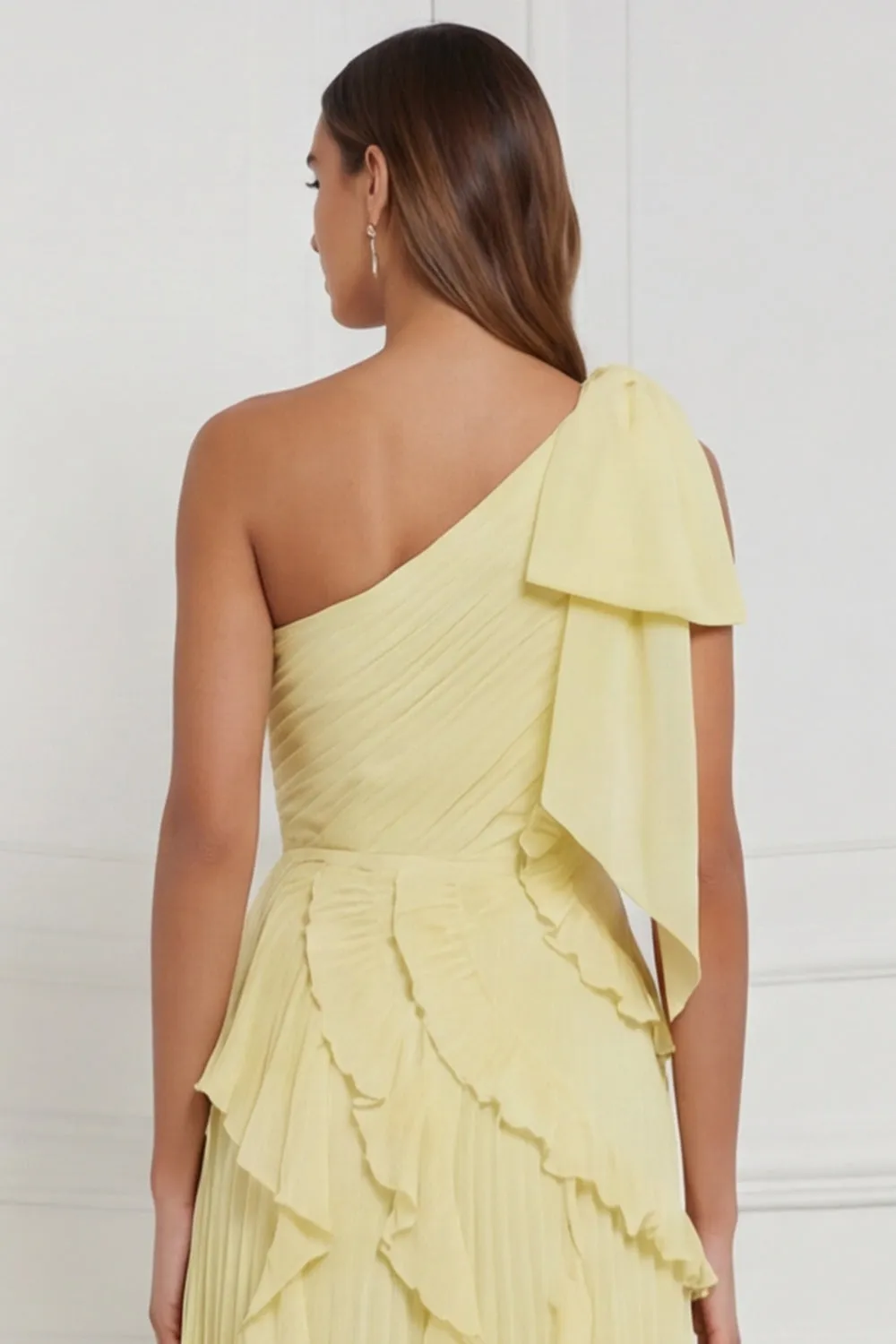 Daffodil One Shoulder Pleated A Line Ruffled Bridesmaid Dress sold by Wedtrend product image thumbnail 5