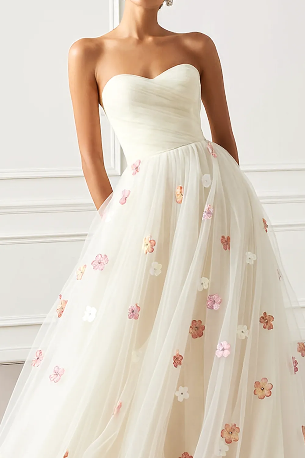 Strapless A-Line White Prom Dress wih Appliques sold by Wedtrend product image thumbnail 2