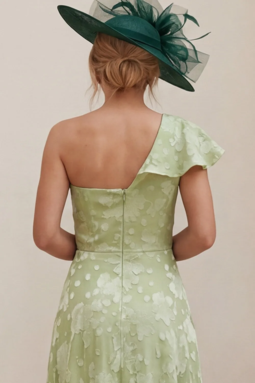 Sage Green A Line Ruched One Shoulder Mother of the Bride Dress sold by Wedtrend product image thumbnail 5