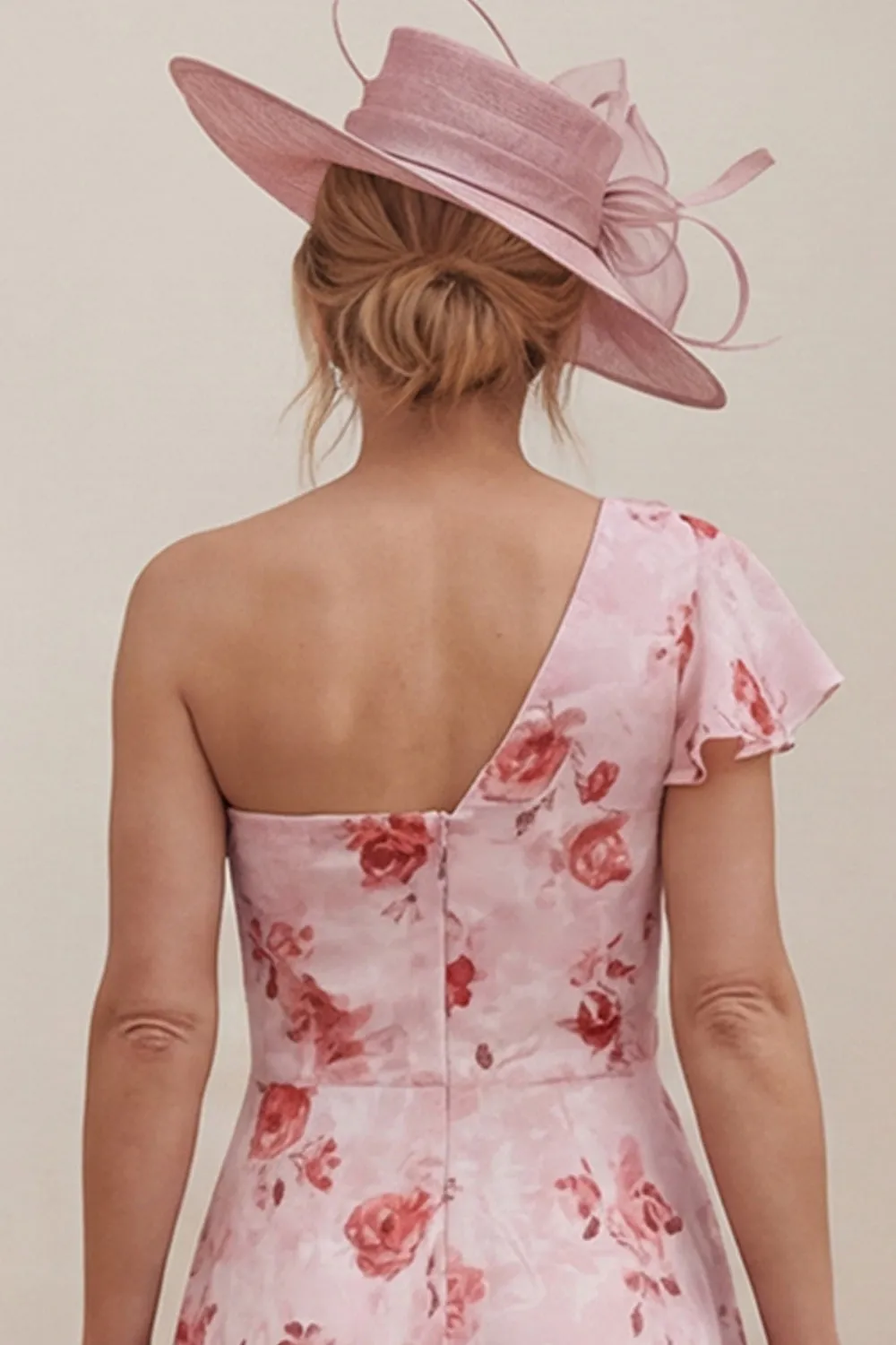 One Shoulder Floral Dusty Rose A Line Ruched Mother of the Bride Dress sold by Wedtrend product image thumbnail 5