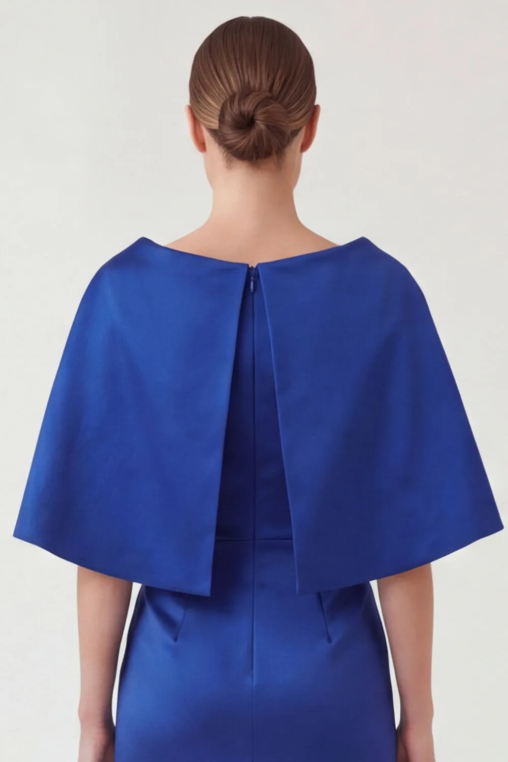 Royal Blue Sheath Ruched Mother of the Bride Dress with Cape Sleeves sold by Wedtrend product image thumbnail 5