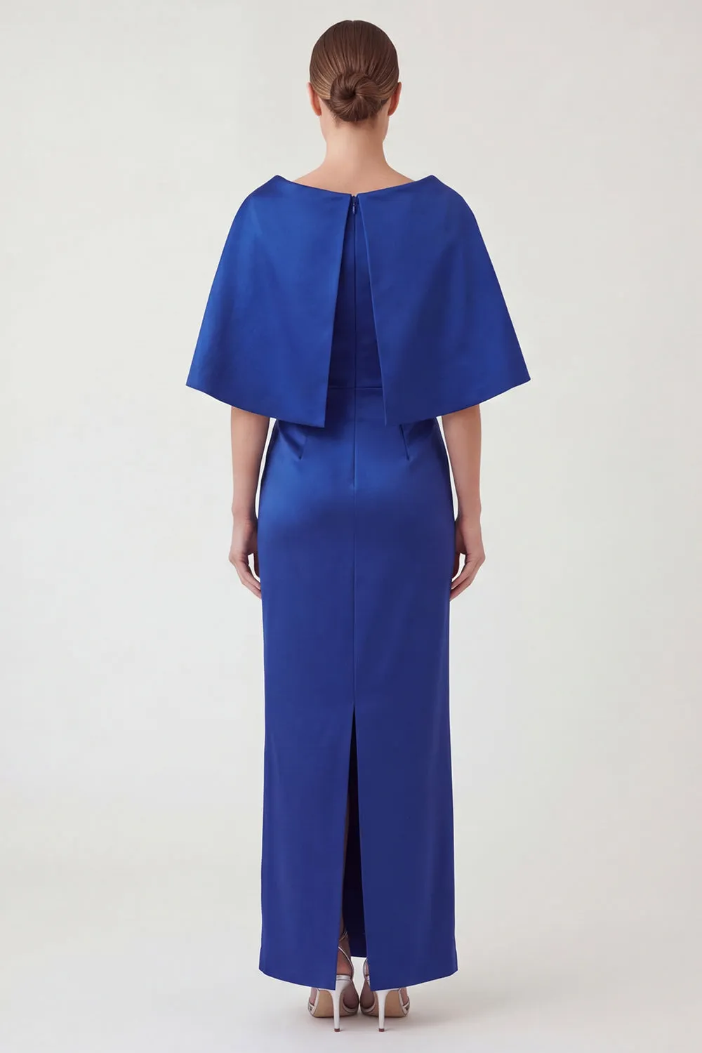 Royal Blue Sheath Ruched Mother of the Bride Dress with Cape Sleeves sold by Wedtrend product image thumbnail 2