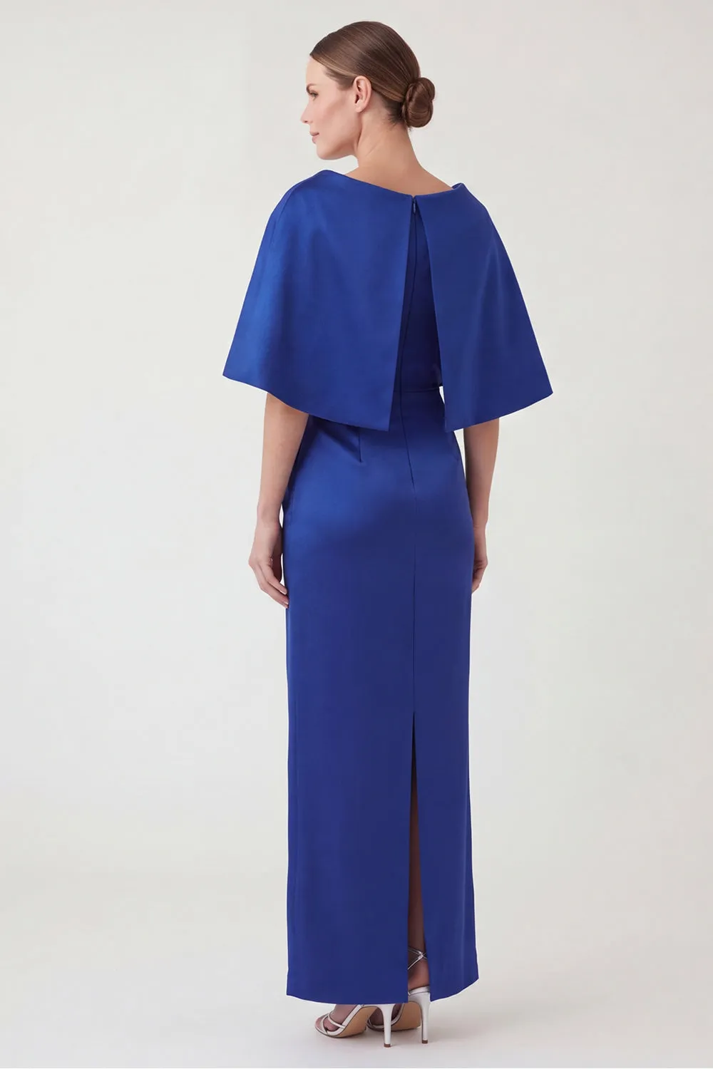 Royal Blue Sheath Ruched Mother of the Bride Dress with Cape Sleeves sold by Wedtrend product image thumbnail 3