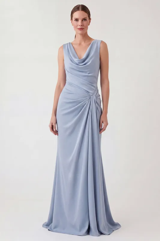 Light Blue Cowl Neck Mermaid Mother of the Bride Dress made by Wedtrend