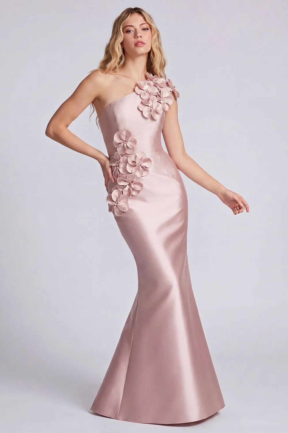 Rose One Shoulder Mermaid Formal Dress with 3D Flowers sold by Wedtrend