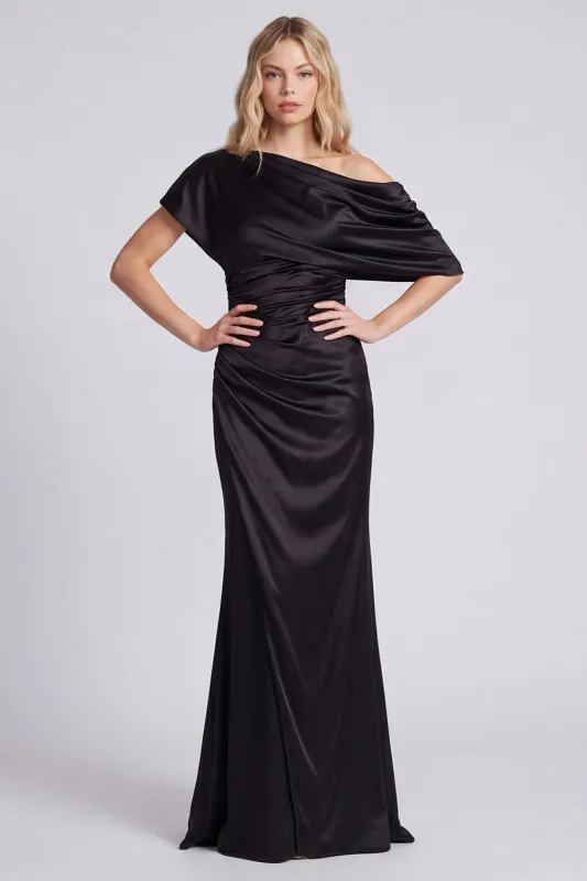 Black One Shoulder Mermaid Satin Formal Dress made by Wedtrend
