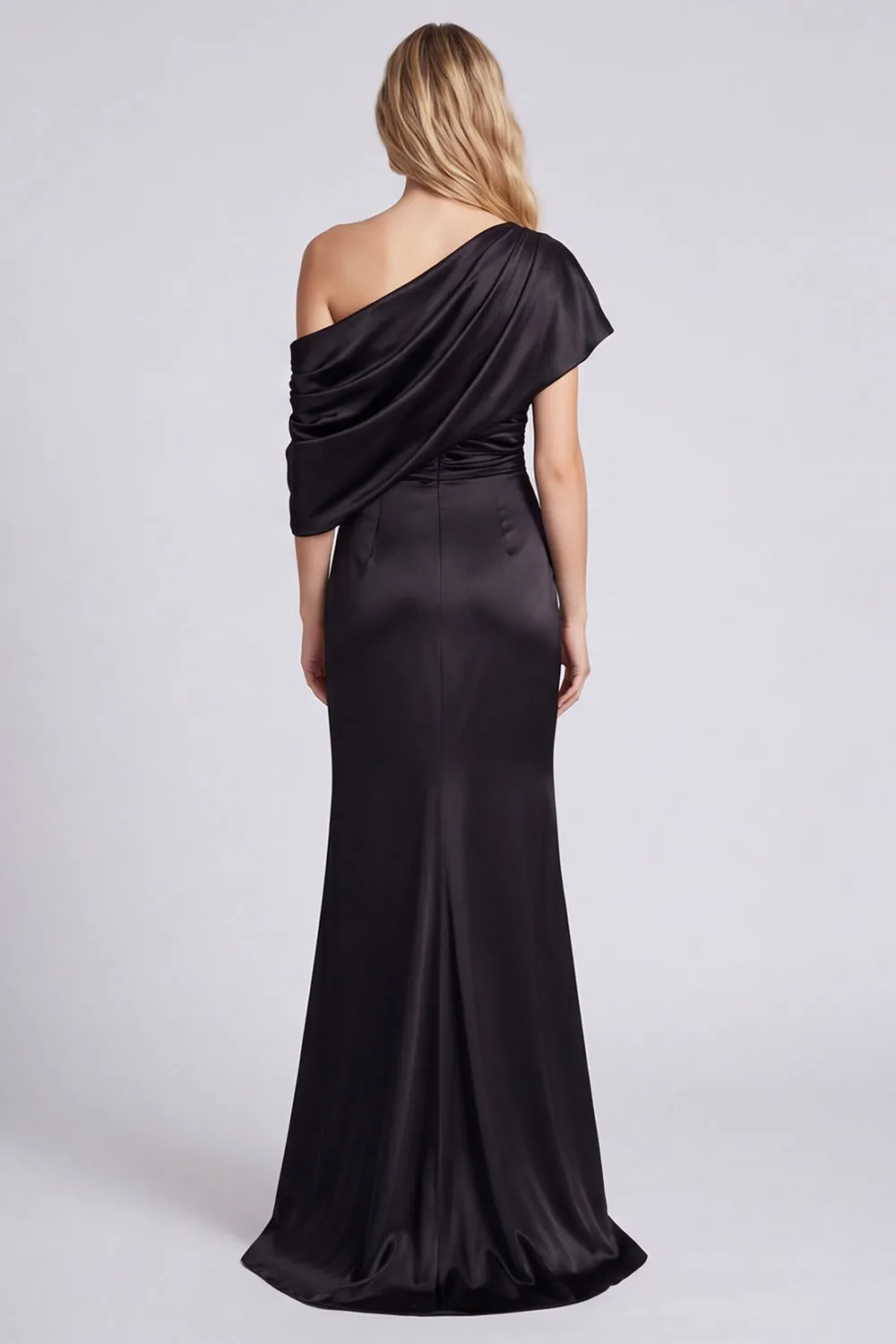 Black One Shoulder Mermaid Satin Formal Dress sold by Wedtrend product image thumbnail 2