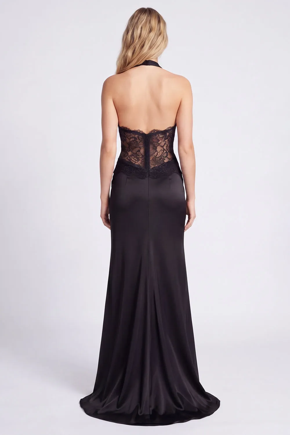 Halter Black Mermaid Long Formal Dress with Lace sold by Wedtrend product image thumbnail 2