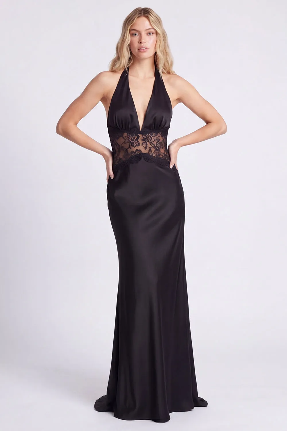 Halter Black Mermaid Long Formal Dress with Lace sold by Wedtrend