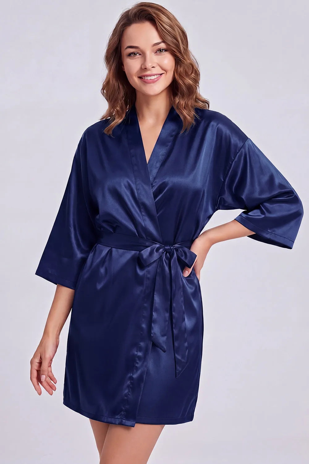 Burgundy Satin Robe - Getting Ready Robe for Brides & Bridesmaids sold by Wedtrend product image thumbnail 5