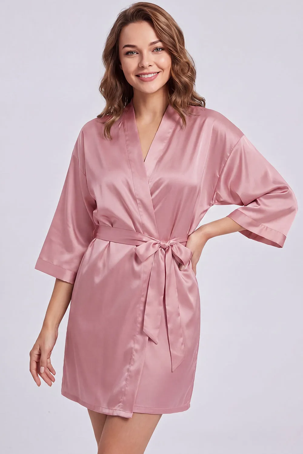 Burgundy Satin Robe - Getting Ready Robe for Brides & Bridesmaids sold by Wedtrend product image thumbnail 3
