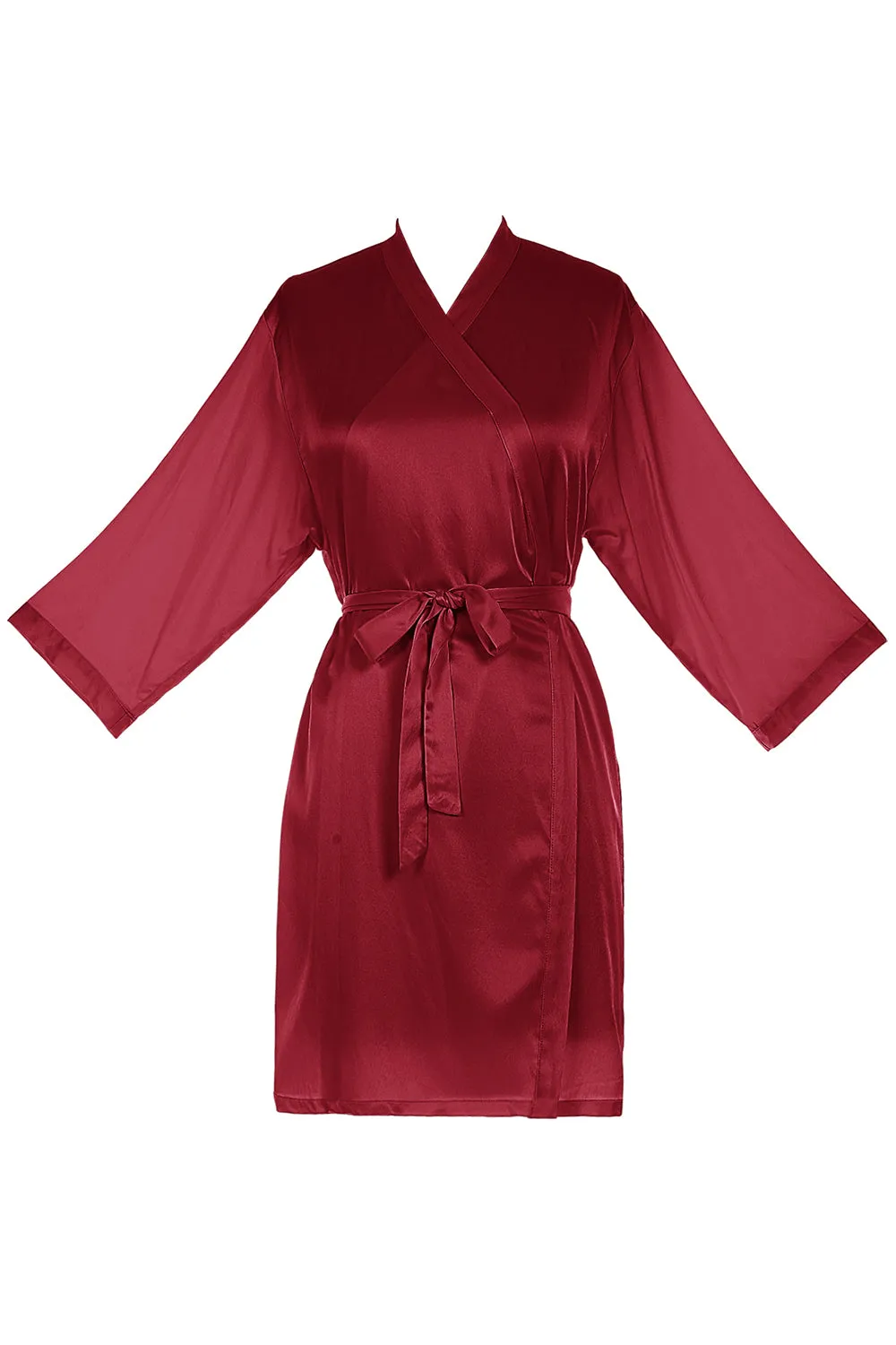 Burgundy Satin Robe - Getting Ready Robe for Brides & Bridesmaids sold by Wedtrend product image thumbnail 2
