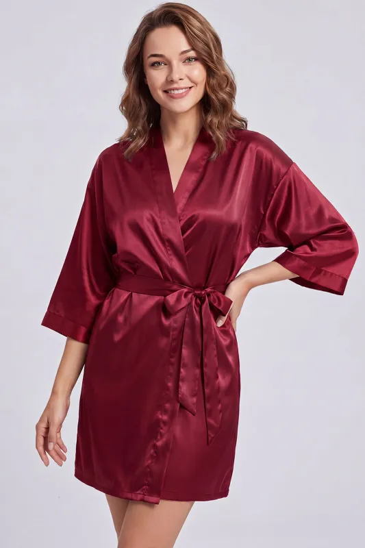 Burgundy Satin Robe - Getting Ready Robe for Brides & Bridesmaids made by Wedtrend