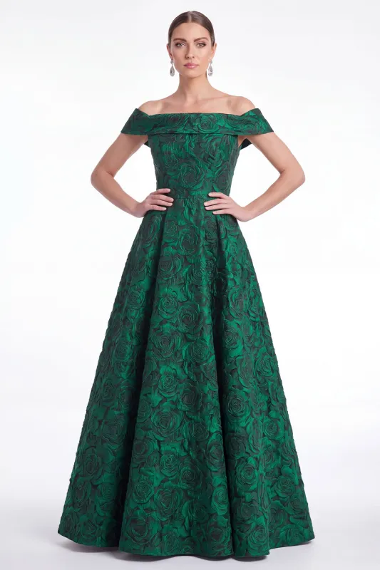 Green Off the Shoulder Floral Jacquard A Line Mother of the Bride Dress made by Wedtrend