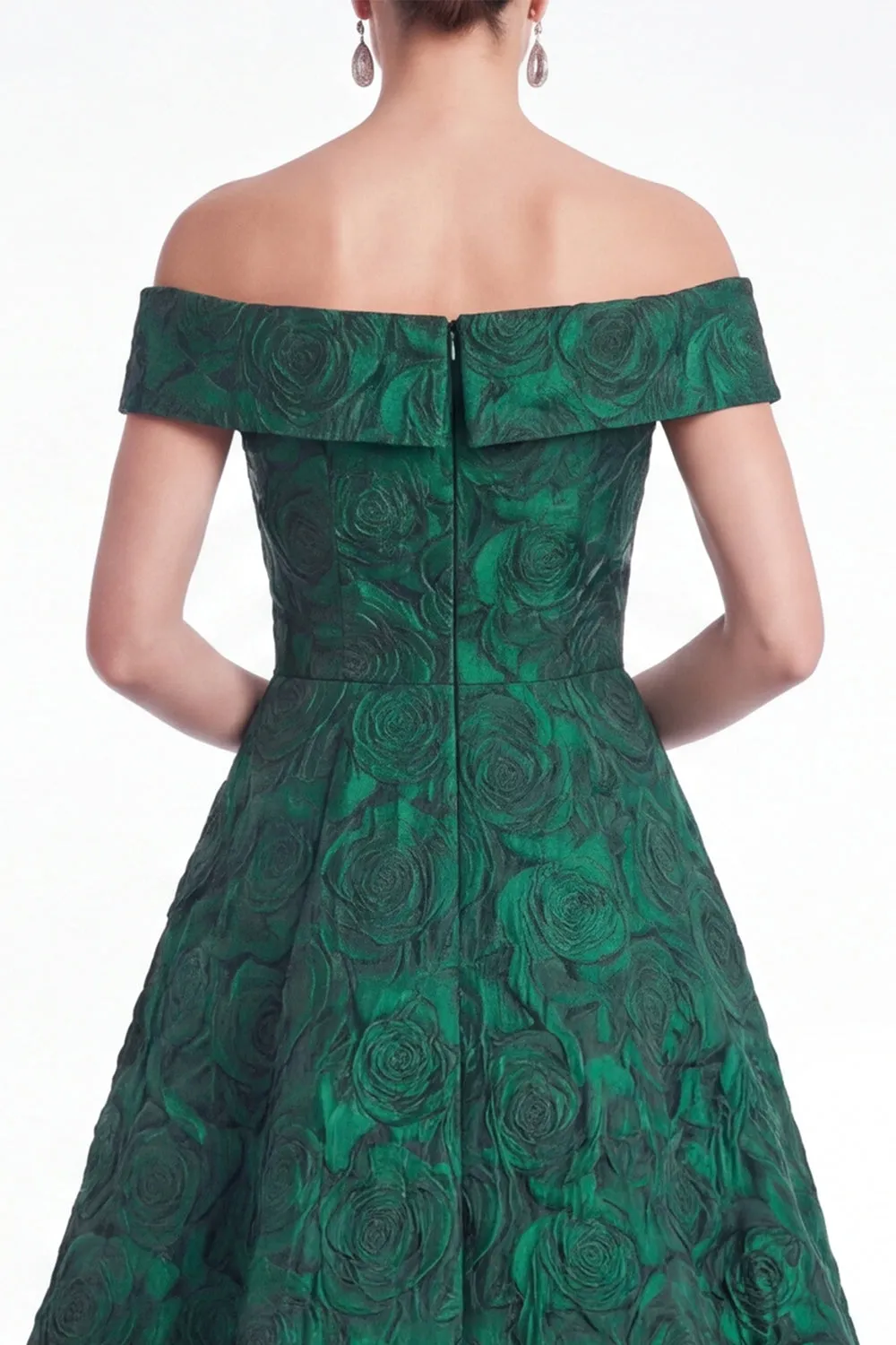 Green Off the Shoulder Floral Jacquard A Line Mother of the Bride Dress sold by Wedtrend product image thumbnail 5