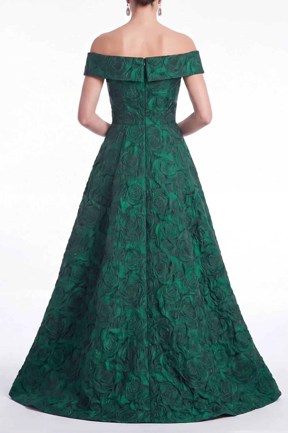 Green Off the Shoulder Floral Jacquard A Line Mother of the Bride Dress sold by Wedtrend product image thumbnail 2