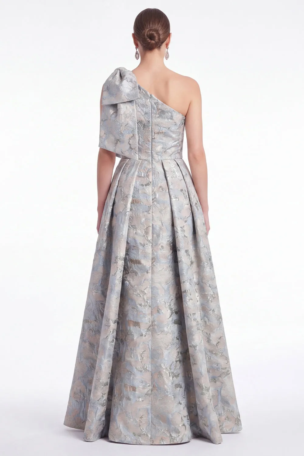 One Shoulder Blue Floral Jacquard A Line Mother of the Bride Dress sold by Wedtrend product image thumbnail 2