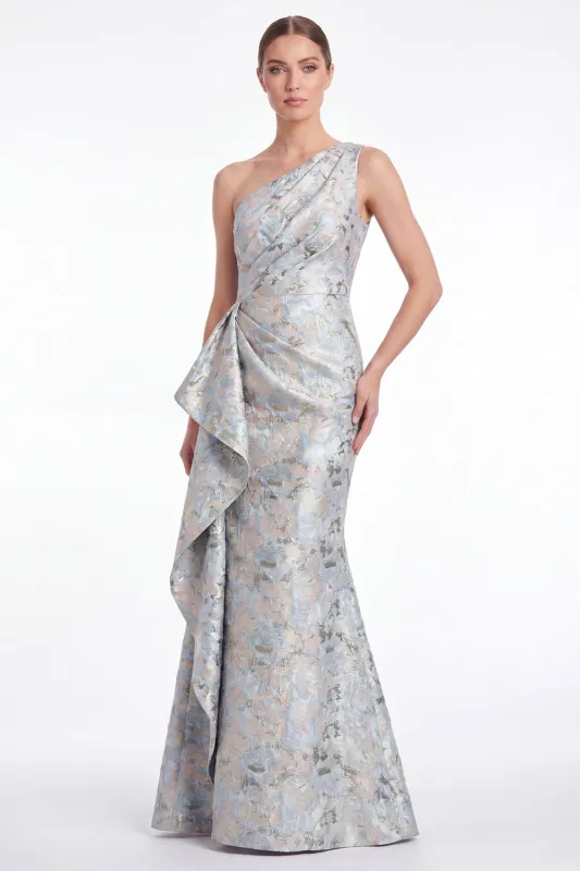 Mermaid Blue Flower One Shoulder Mother of the Bride Dress made by Wedtrend