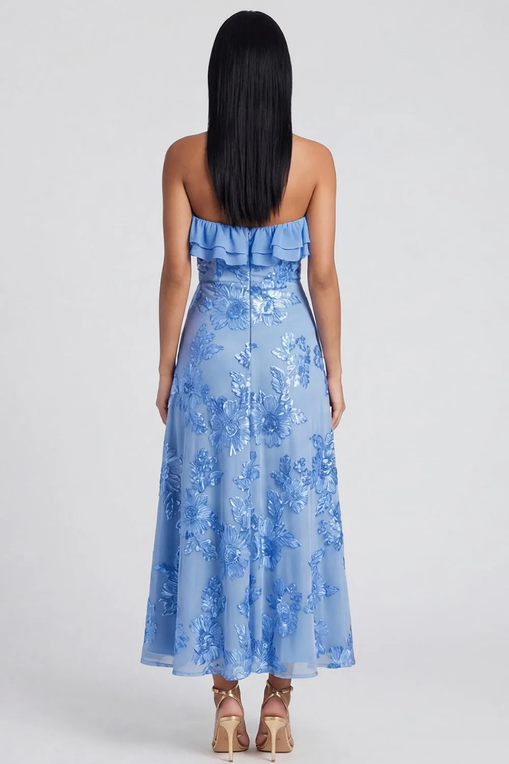 Sweetheart A Line Light Blue Wedding Guest Dress with Appliques sold by Wedtrend product image thumbnail 2