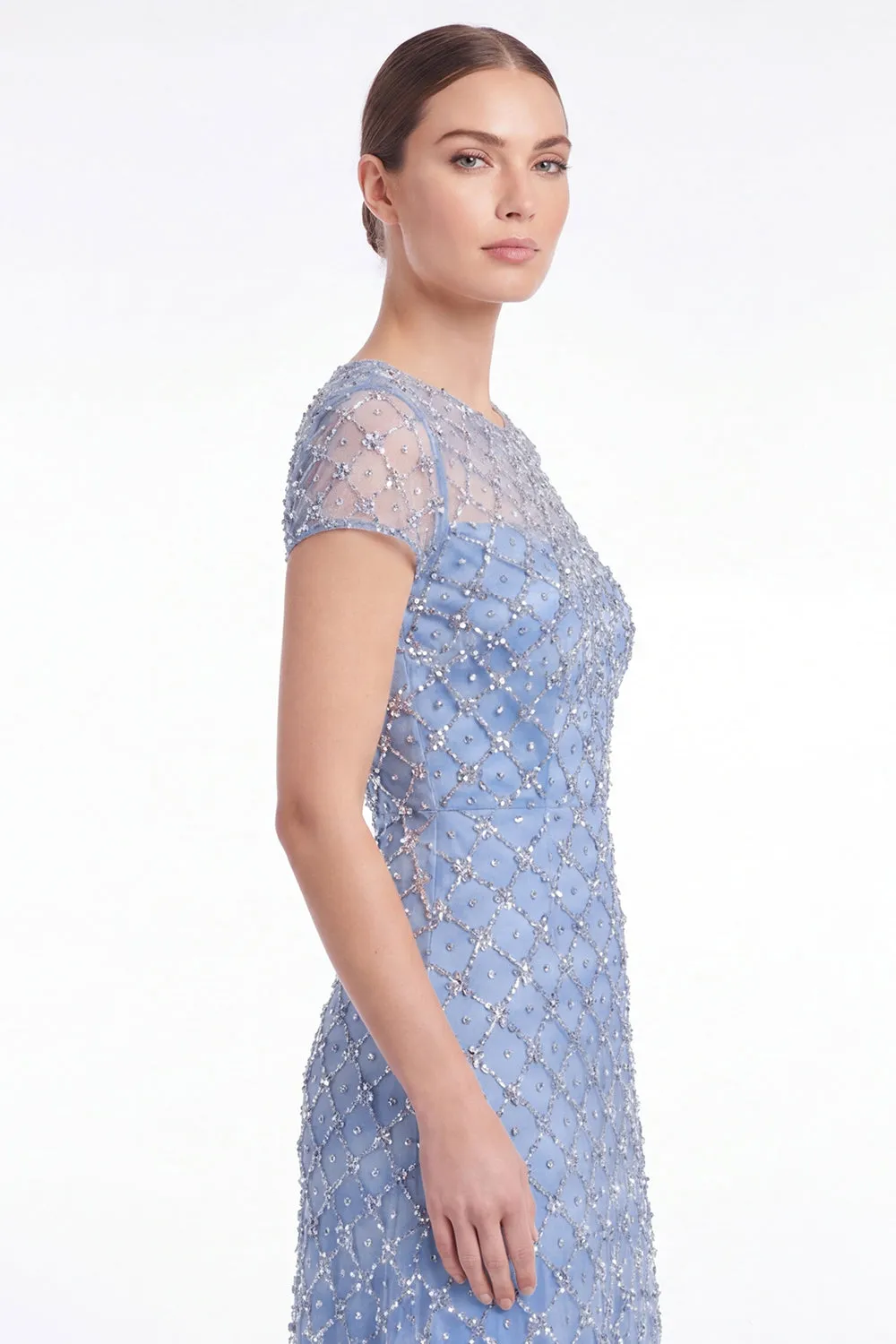 Sky Blue A Line Round Neck Mother of the Bride Dress with Beadings sold by Wedtrend product image thumbnail 3