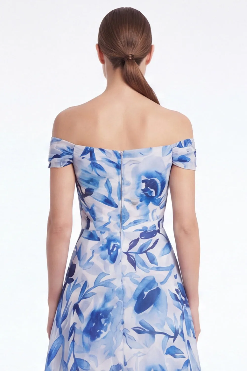 Blue Flower Off the Shoulder A Line Mother of the Bride Dress sold by Wedtrend product image thumbnail 5