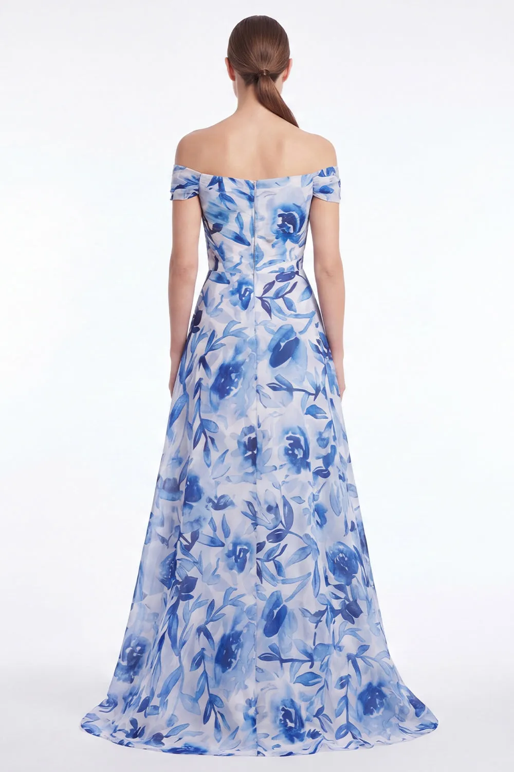 Blue Flower Off the Shoulder A Line Mother of the Bride Dress sold by Wedtrend product image thumbnail 2