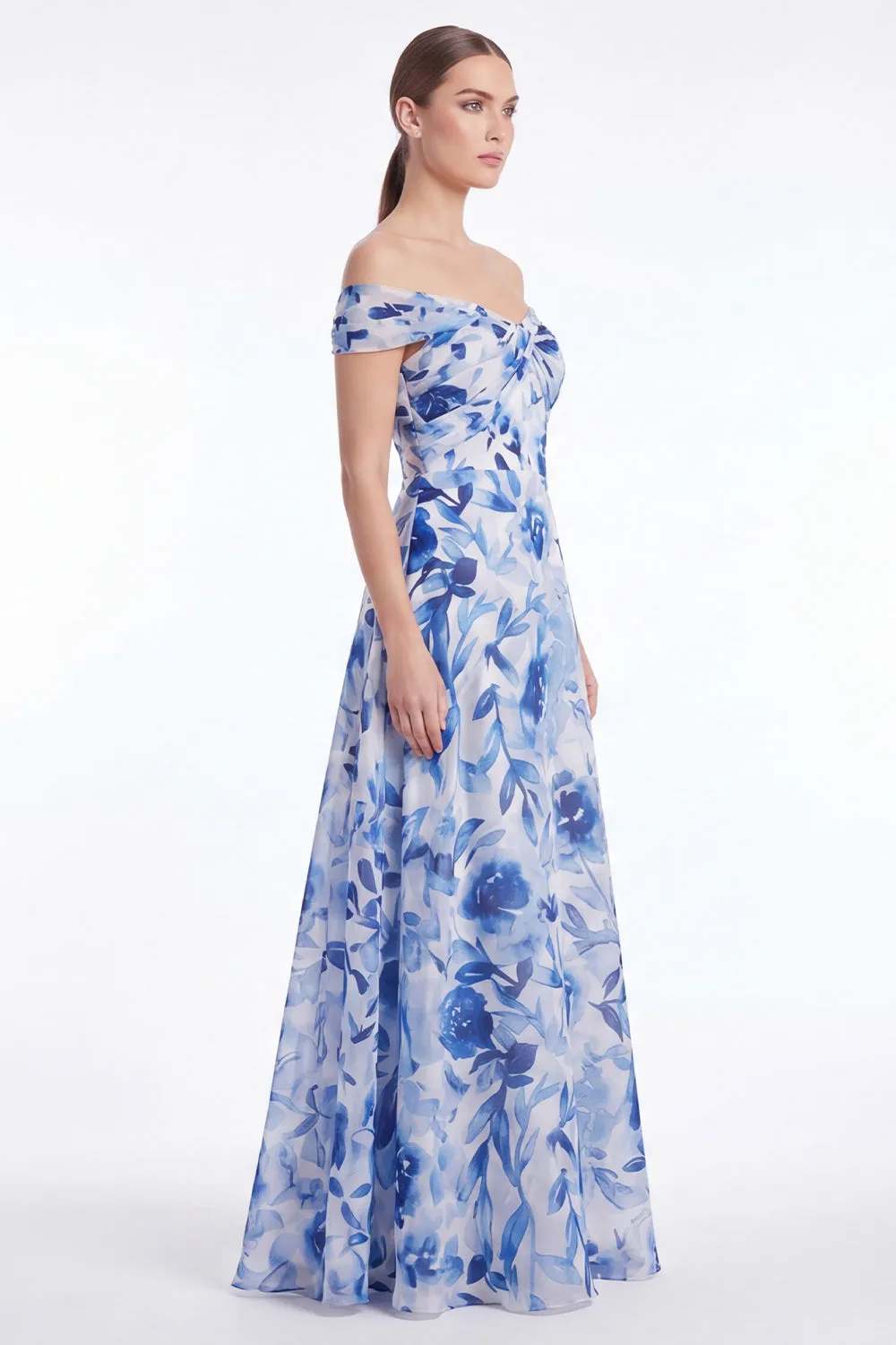 Blue Flower Off the Shoulder A Line Mother of the Bride Dress sold by Wedtrend product image thumbnail 3
