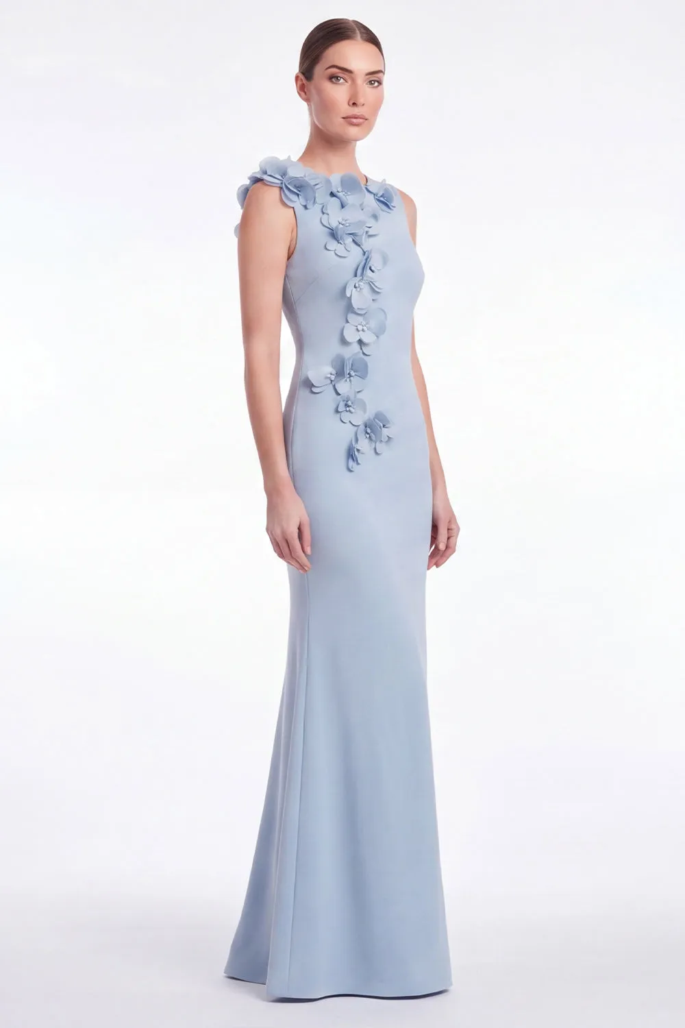 Light Blue Mermaid Round Neck Mother of the Bride Dress with 3D Flowers sold by Wedtrend product image thumbnail 3