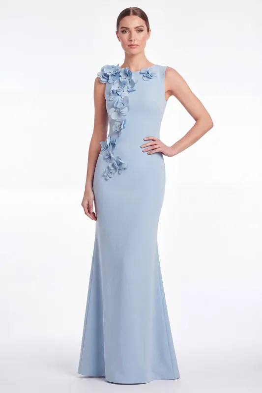 Light Blue Mermaid Round Neck Mother of the Bride Dress with 3D Flowers made by Wedtrend