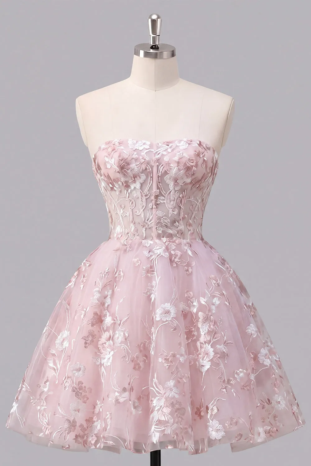 Pink Strapless Corset A Line Homecoming Dress sold by Wedtrend product image thumbnail 5