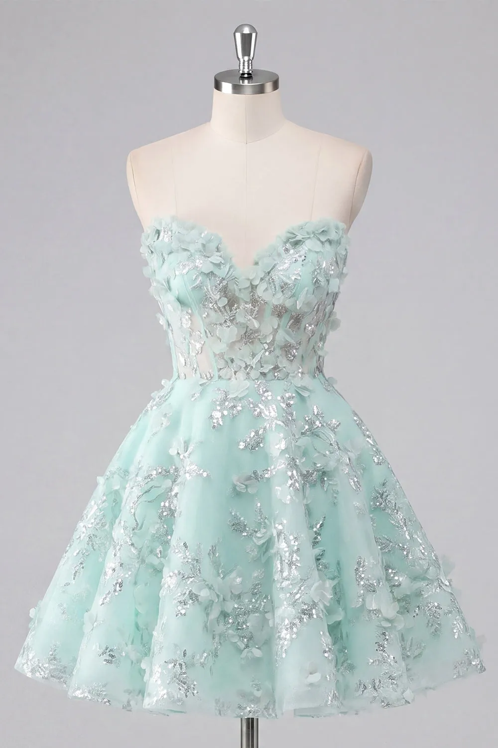 Sweetheart A Line Mint Corset Appliqued Homecoming Dress sold by Wedtrend product image thumbnail 5