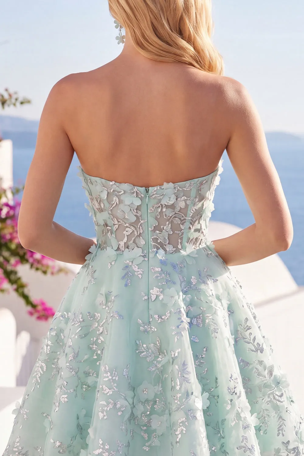 Sweetheart A Line Mint Corset Appliqued Homecoming Dress sold by Wedtrend product image thumbnail 4