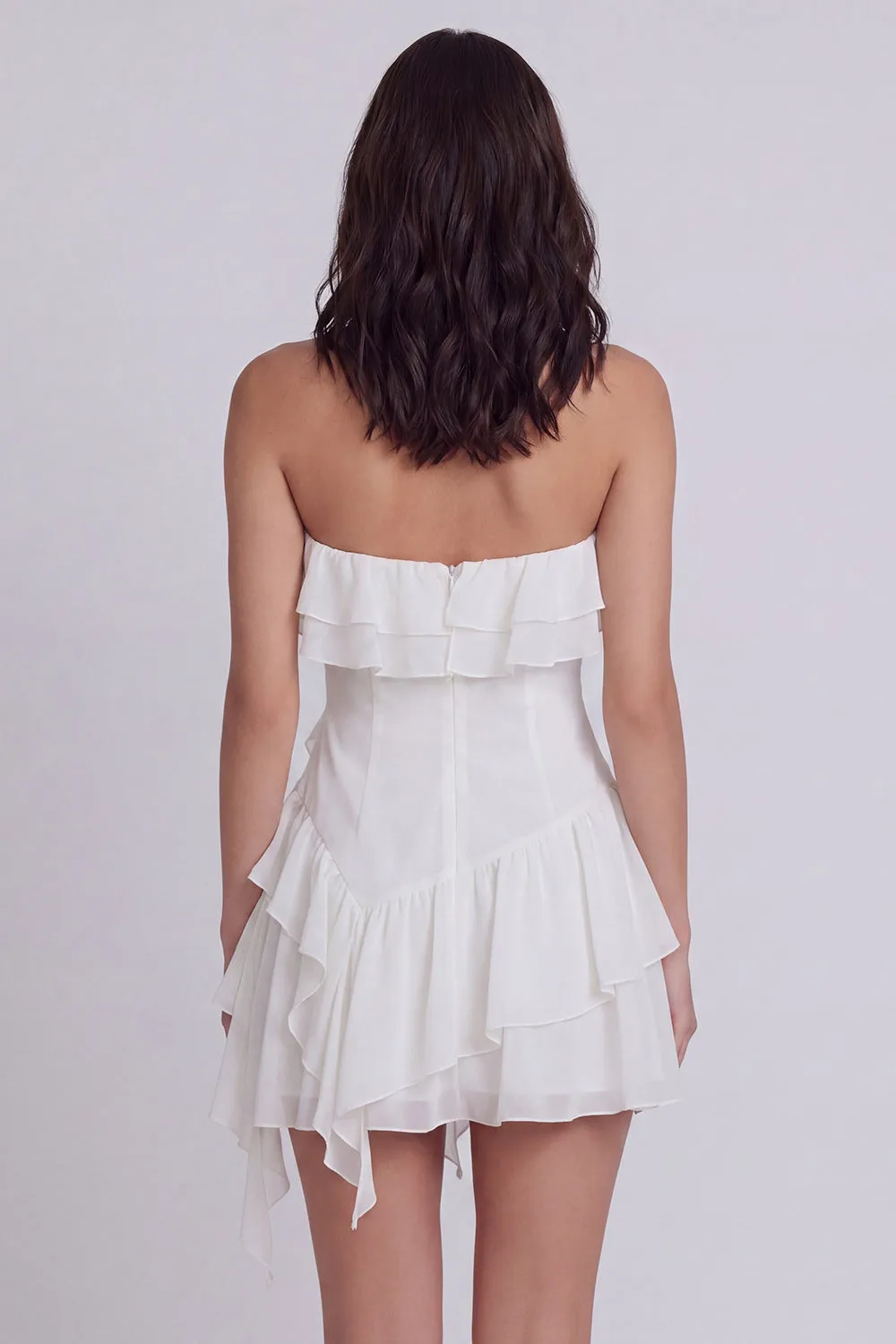 Ruffled Strapless A Line Little White Dress sold by Wedtrend product image thumbnail 2