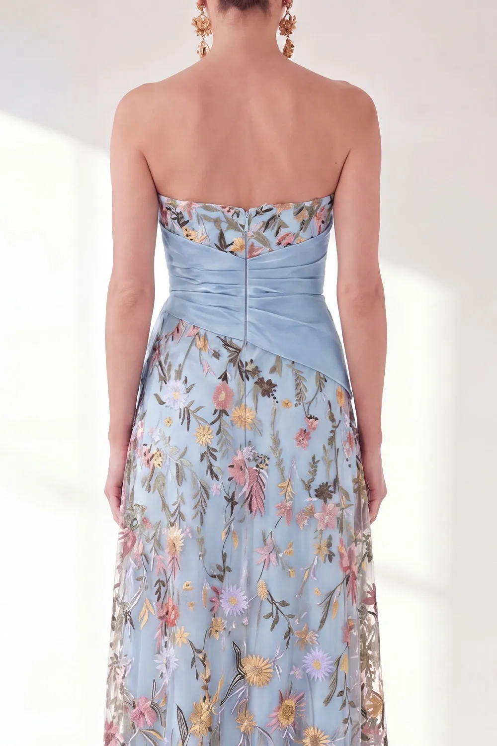 Sweetheart Blue Floral Mother of the Bride Dress with Slit sold by Wedtrend product image thumbnail 4