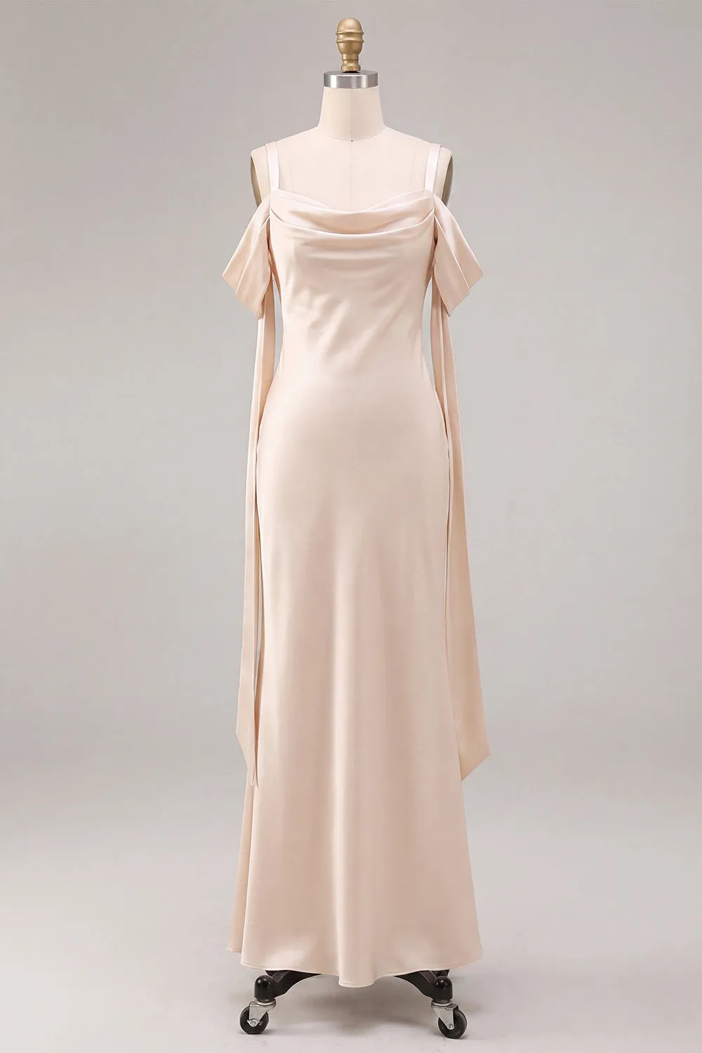 Light Champagne Cold Shoulder Mermaid Maxi Dress sold by Wedtrend product image thumbnail 5