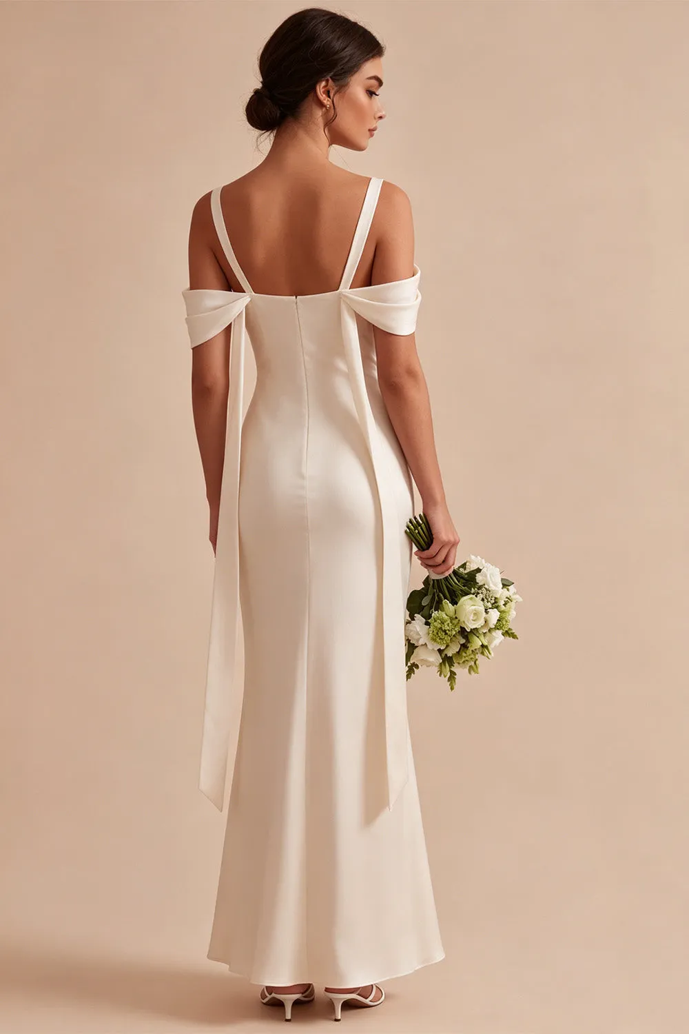 Light Champagne Cold Shoulder Mermaid Maxi Dress sold by Wedtrend product image thumbnail 2